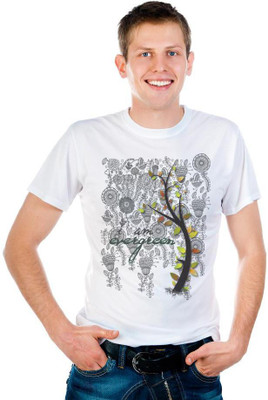 

6th Cross Graphic Print Men's Round Neck White T-Shirt