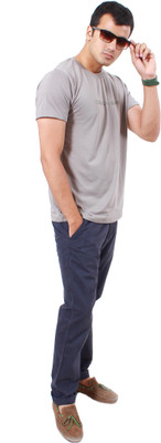 

Colors & Blends Printed Men' Round Neck Grey T-Shirt, L.grey