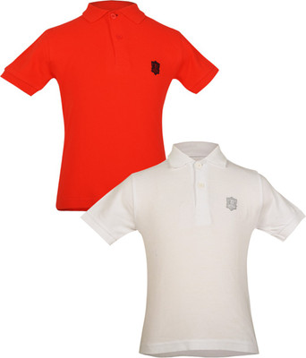 

Gkidz Boys Solid Cotton T Shirt(Red, Pack of 2, Red & white