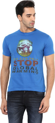 

Okane Printed Men's Round Neck Blue T-Shirt, Royal