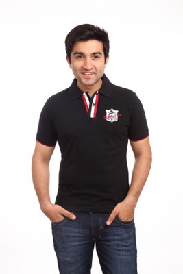 

Parx Solid Men's Polo Neck Black T-Shirt