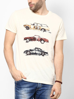 

Jack & Jones Graphic Print Men's Round Neck White T-Shirt, Whisper white