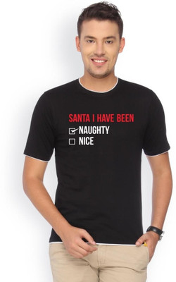 

Campus Sutra Printed Men Round Neck Black T-Shirt