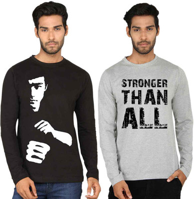 

SayItLoud Printed Men's Round Neck Black, Grey T-Shirt(Pack of 2