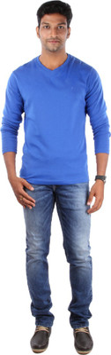 

Indian Terrain Solid Men' Round Neck Blue T-Shirt, Cobalt