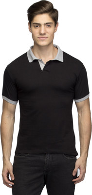 

Lambency Solid Men's Polo Neck Black, Grey T-Shirt, Black and grey