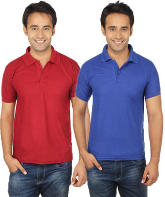 

Quetzal Solid Men's Polo Neck Blue, Maroon T-Shirt(Pack of 2