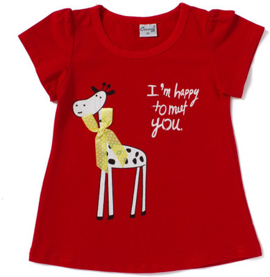

Camey Girls Animal Print T Shirt(Red