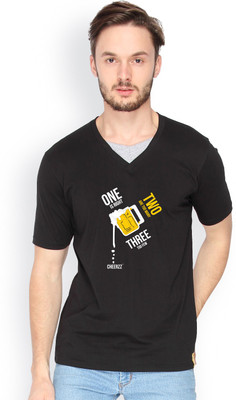 

Campus Sutra Solid Men V-neck Black T-Shirt