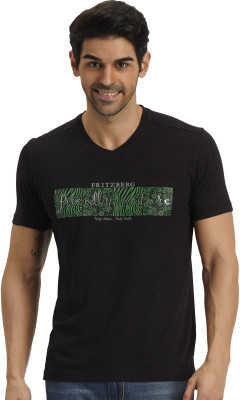 

Fritzberg Printed Men' Round Neck Black T-Shirt