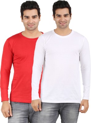 

Ap'pulse Solid Men's Round Neck Red, White T-Shirt(Pack of 2