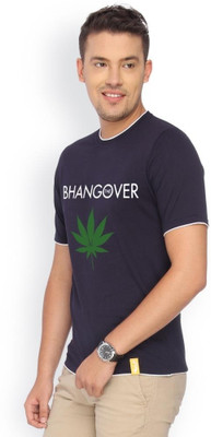 

Campus Sutra Printed Men Round Neck Blue T-Shirt