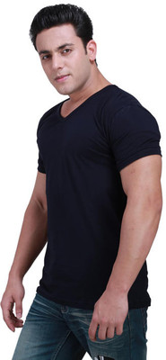 

Inkovy Solid Men' V-neck Dark Blue T-Shirt, Navy blue