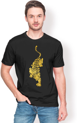 

Foyld Graphic Print Men's Round Neck Black, Gold T-Shirt