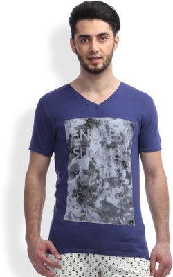 

Breakbounce Solid Men's V-neck Blue T-Shirt, Ink blue