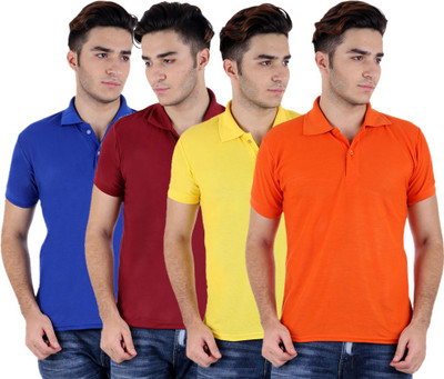 

Sanvi Traders Solid Men Polo Neck Multicolor T-Shirt(Pack of 4