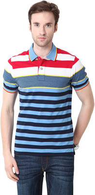 

Mudo Striped Men's Mandarin Collar Multicolor T-Shirt, Multi