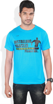 

Kingaroo Printed Men' Round Neck Blue T-Shirt, F blue