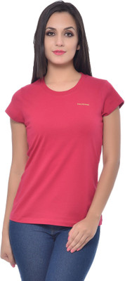 

Frenchtrendz Solid Women' Round Neck Red T-Shirt