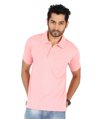 

Awack Solid Men's Polo Neck Pink T-Shirt, Babypink