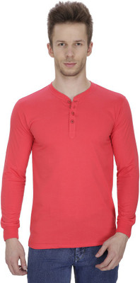 

Pintapple Solid Men' Henley Red T-Shirt