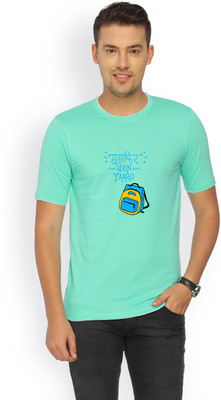 

Campus Sutra Printed Men Round Neck Green T-Shirt, Sea green