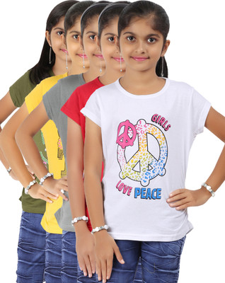 Bes-Tex Girls Printed T Shirt(Multicolor) Bes-Tex Girls Printed T Shirt(Multicolor)