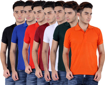

Sanvi Traders Solid Men Polo Neck Multicolor T-Shirt(Pack of 7