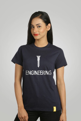 

Campus Sutra Printed Women's Round Neck Blue T-Shirt