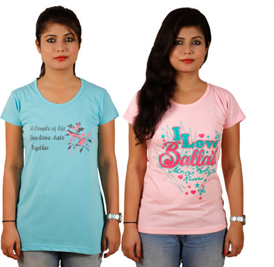 

Tryd Printed Women's Round Neck Multicolor T-Shirt(Pack of 2