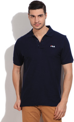 

Fila Solid Men' Polo Neck Blue T-Shirt, Pea/wht