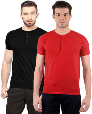 

Gallop Solid Men' Henley Multicolor T-Shirt(Pack of 2