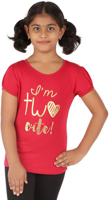 Minnow Girls Casual Cotton Top(Red, Pack of 1), Red1