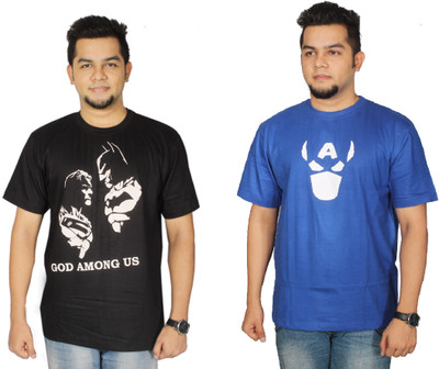 

Leo Clothing Printed Men's Round Neck Reversible Black, Blue T-Shirt(Pack of 2)