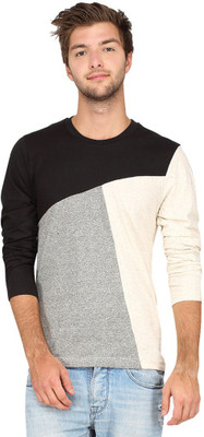 

Campus Sutra Solid Men Round Neck Grey, Black T-Shirt