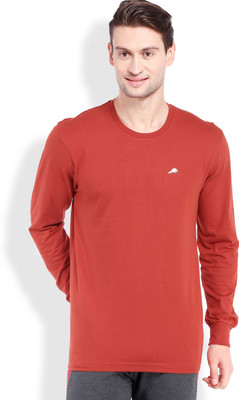 

2GO Solid Men Round Neck Orange T-Shirt, Burnt orange