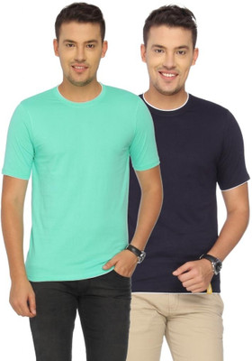 

Campus Sutra Solid Men Round Neck Dark Blue, Green T-Shirt(Pack of 2)