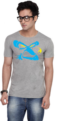 

Inkovy Graphic Print Men's Round Neck Grey T-Shirt