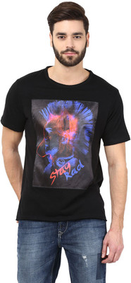 

SF Jeans by Pantaloons Printed Men' Round Neck Black T-Shirt