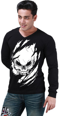 

Inkovy Graphic Print Men's V-neck Black T-Shirt