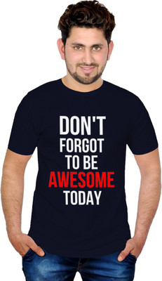 

INKIT Graphic Print Men' Round Neck Dark Blue T-Shirt, Navy blue