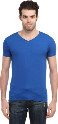 

Tees Collection Solid Men's V-neck Blue T-Shirt