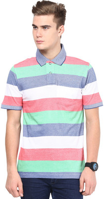 

Mudo Striped Men's Mandarin Collar Blue, Green T-Shirt