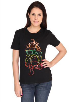 

Idiot Theory Printed Women' Round Neck Black T-Shirt