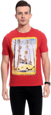 

TAB91 Graphic Print Men's Round Neck Red T-Shirt