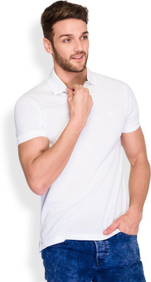 

ColorPlus Solid Men' Polo Neck White T-Shirt