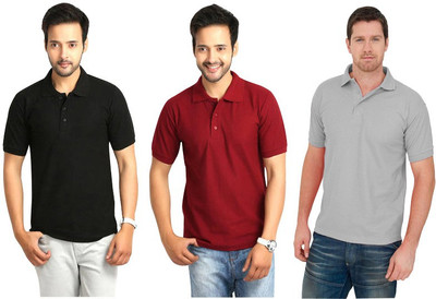 

Keepsake Solid Men's Polo Neck Multicolor T-Shirt(Pack of 3, K black