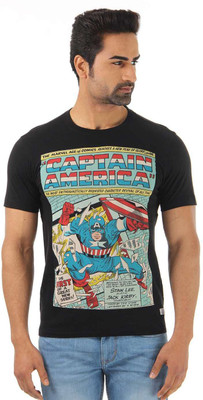 

Flying Machine Graphic Print Men's Round Neck Black T-Shirt, Jet black