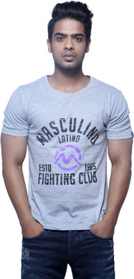 

Masculino Latino Printed Men's Round Neck Reversible Grey T-Shirt, Grey milange