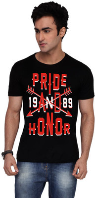 

Inkovy Graphic Print Men' Round Neck Black T-Shirt